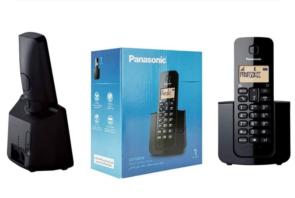 تلفون ثابت لاسلكي من باناسونيك الاصلي - قاعده شحن بطاريه 10 ساعات تحديث - و دفتر عناوين